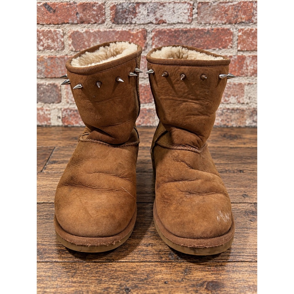 UGG Classic Short Spike Studded Boots 8 Chestnut Grunge Punk Y2K Handmade Fall